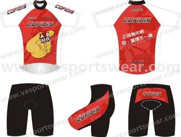 Custom sablimation red polyester cycling jersey