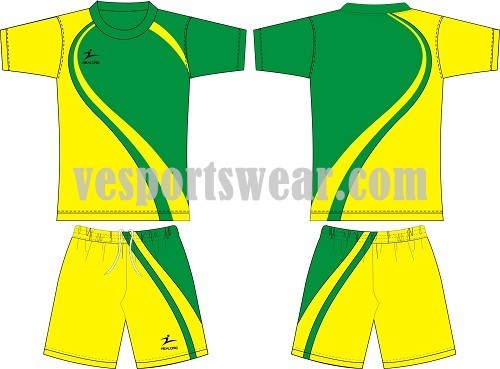 Sublimation football uniform green and yellow