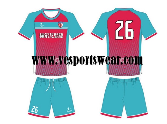 blue and red custom  soccer wear