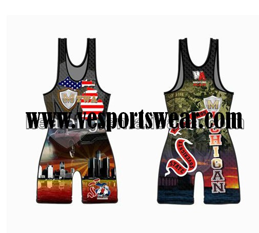 custom sublimated printing wrestling singlets